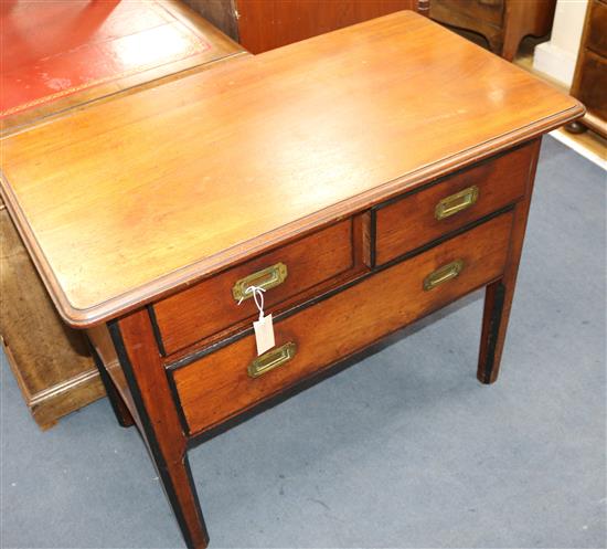 A 19th century mahogany campaign table W.94cm